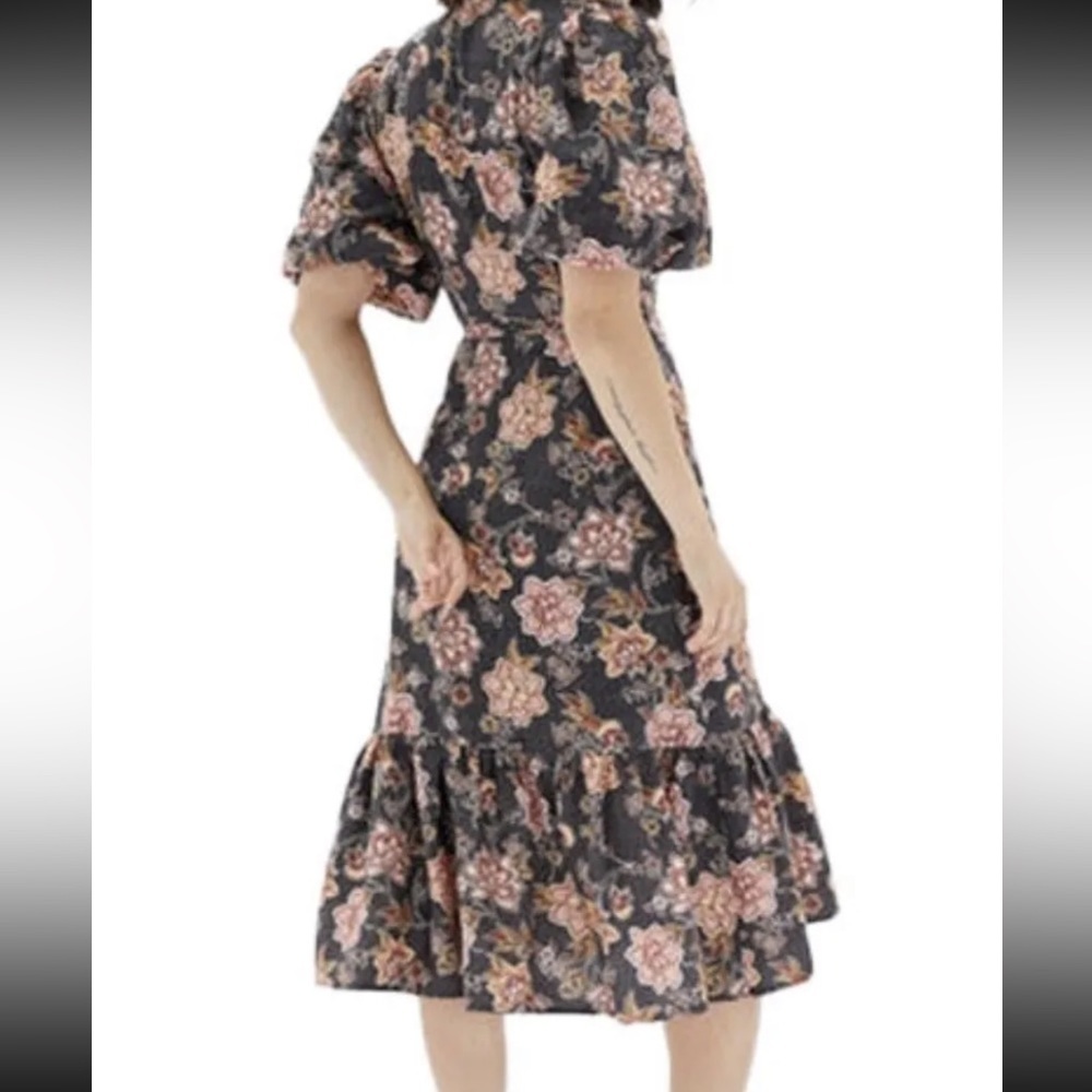 NWT MINK PINK FLORAL WRAP AROUND DRESS PUFF SLEEVE